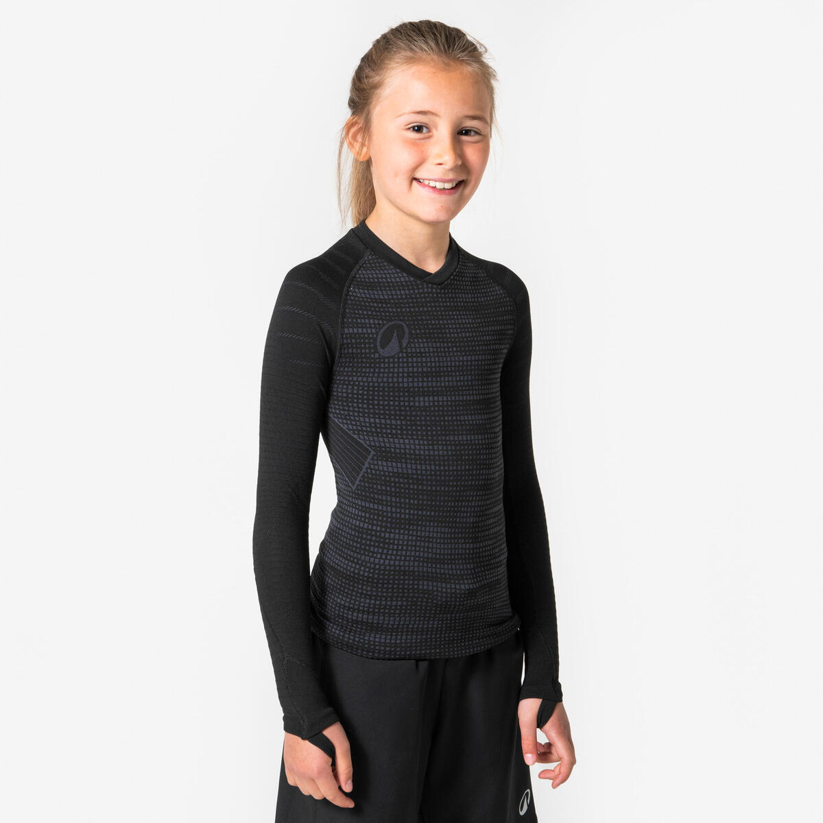 Sous-vetement thermique haut manches longues  enfant noir keepdry 500