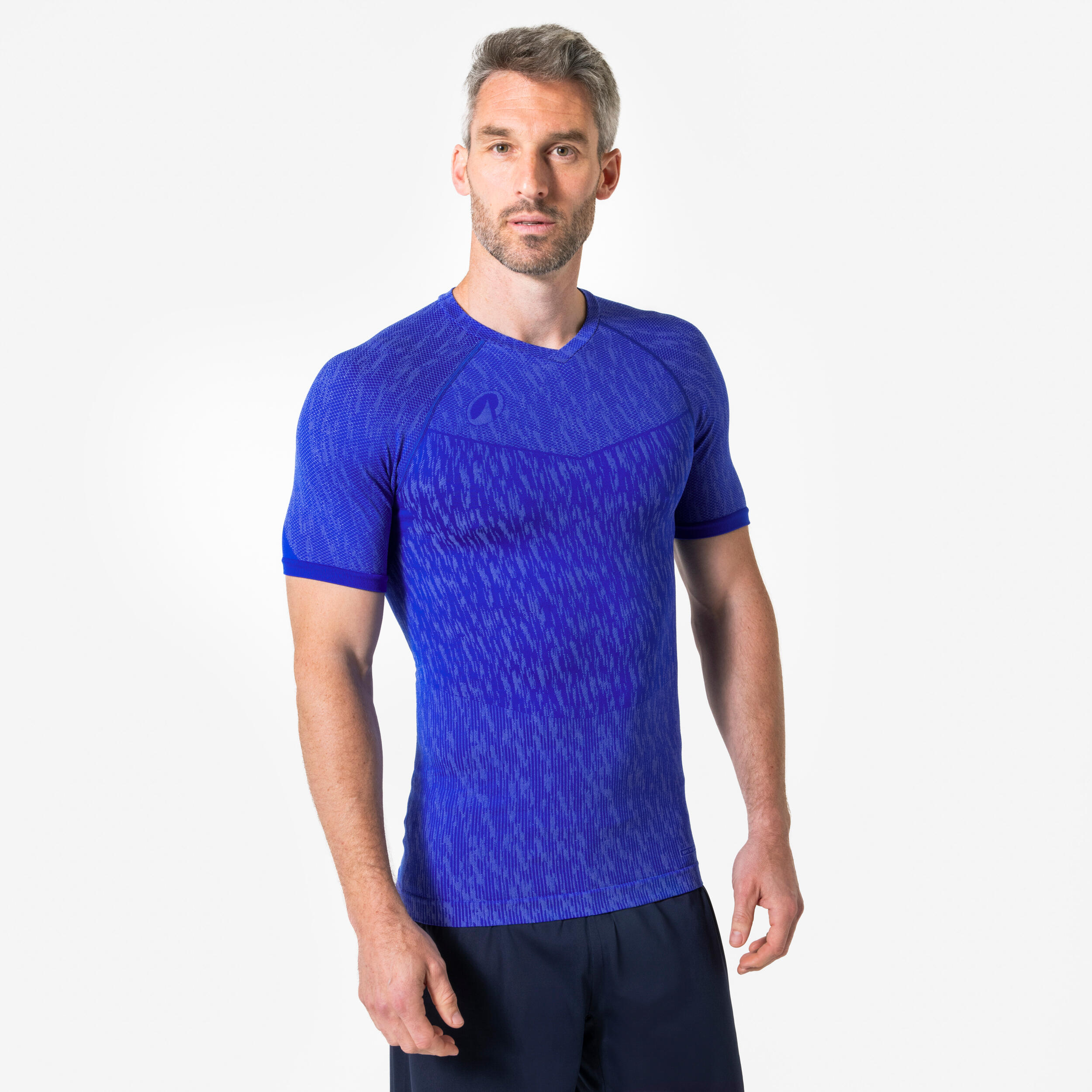 Unisex Football Half Sleeve Compression Tshirt Warm Keepdry - Indigo Blue