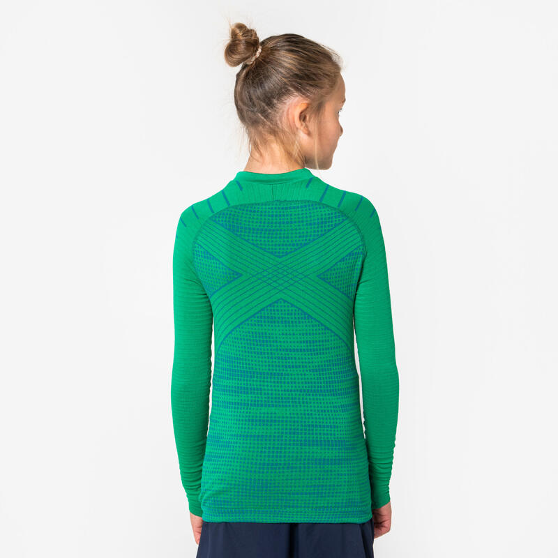 Sous-vetement thermique haut manches longues  enfant vert keepdry 500