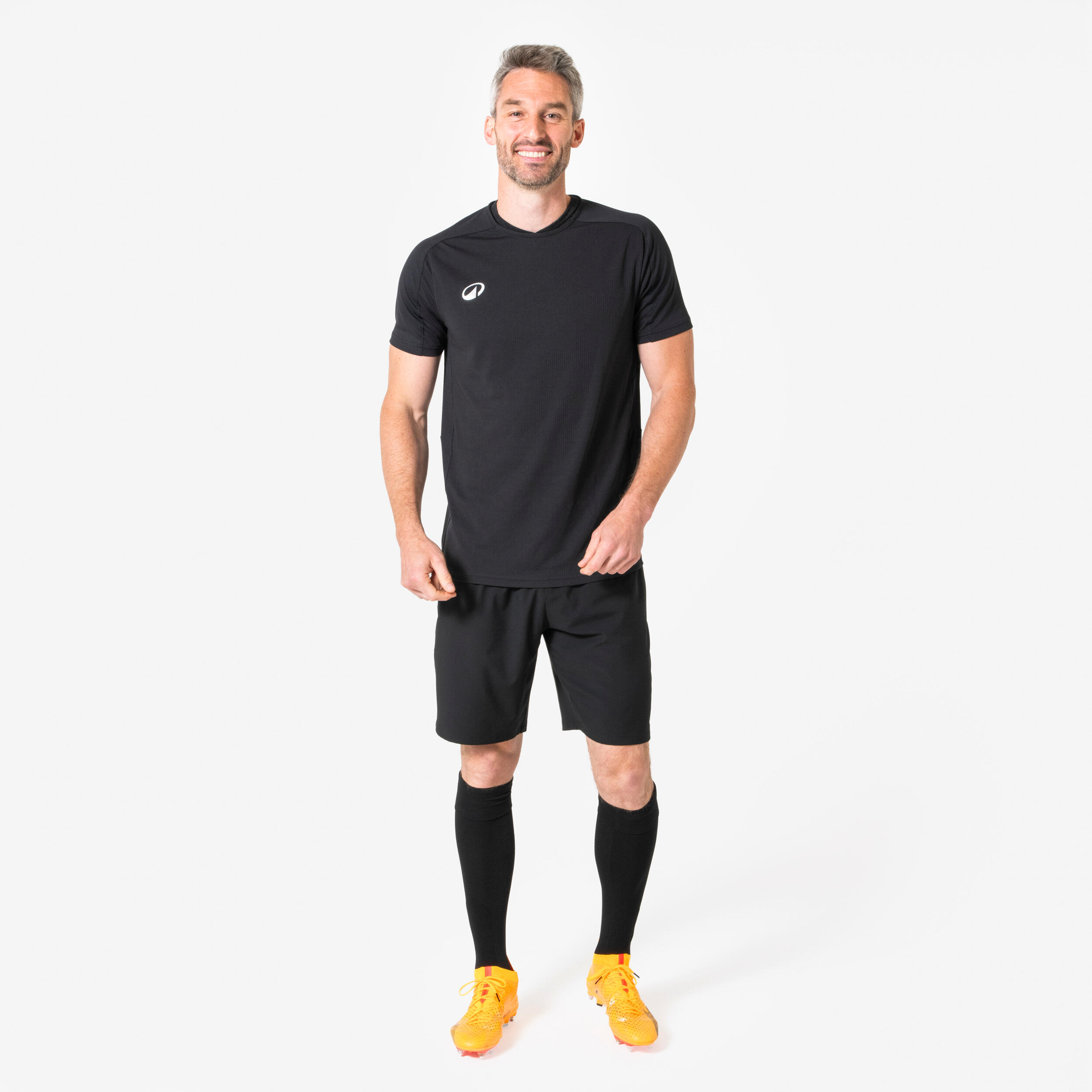 Unisex Football Half Sleeve Compression Tshirt Warm Keepdry - Black