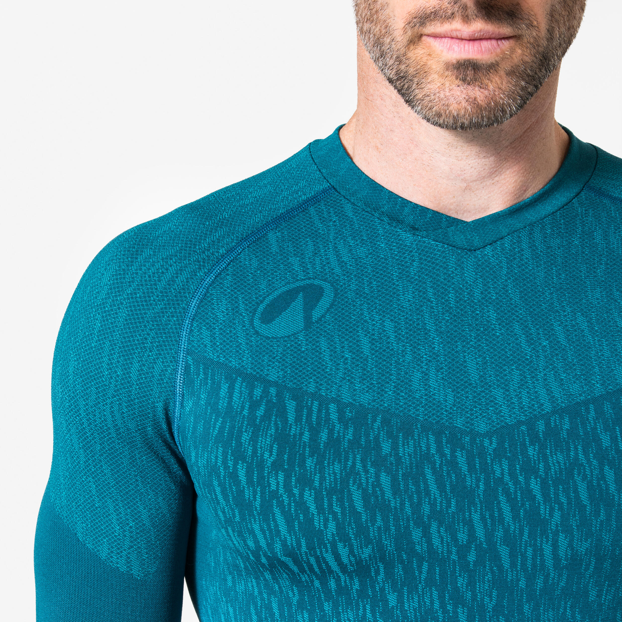 Seamless Langarm unisex Thermo-Fussballunterhemd, Keepdry pfauenblau 6/8
