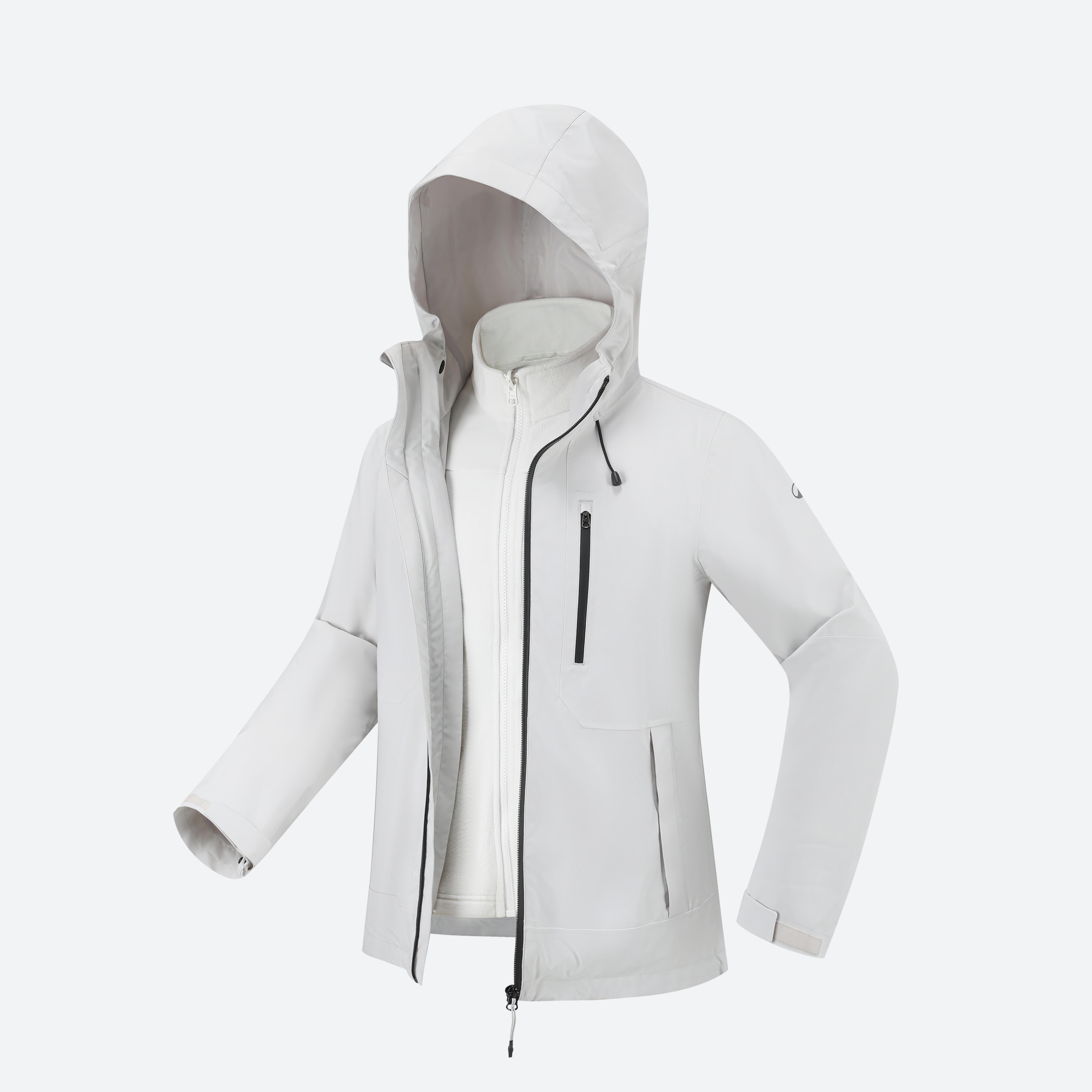 Women's Travel 3 in 1 Winter Down Jacket 500 -4°C - Grey