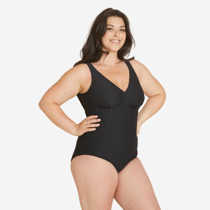 Badeanzug Damen Waffelstruktur - Kaipearl New schwarz 