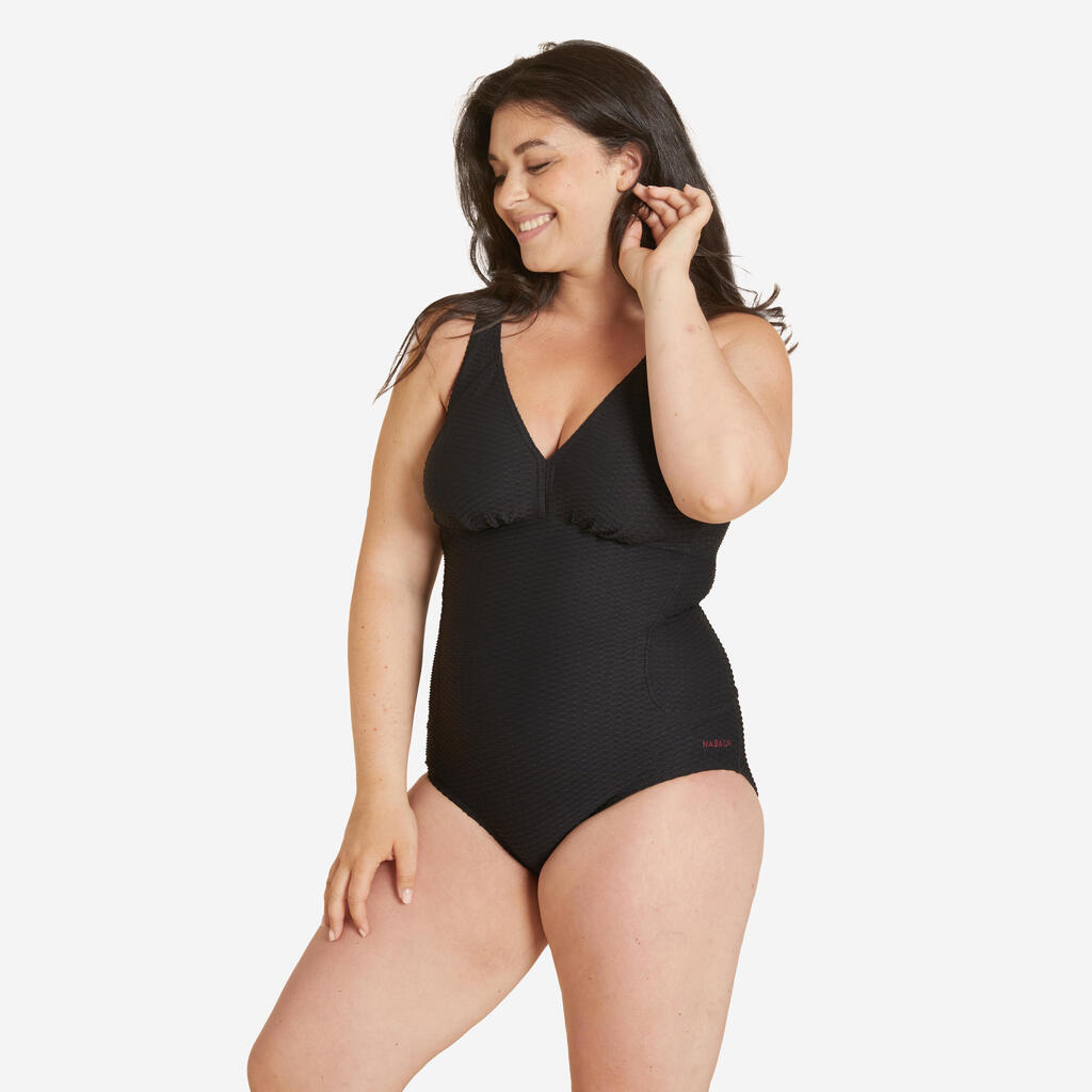 Women's 1-piece Swimsuit Embossed Kaipearl New Black