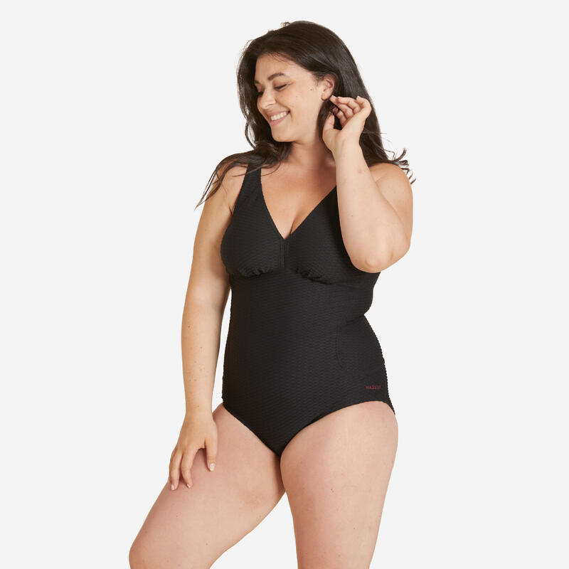 Badeanzug Damen Waffelstruktur - Kaipearl New schwarz 