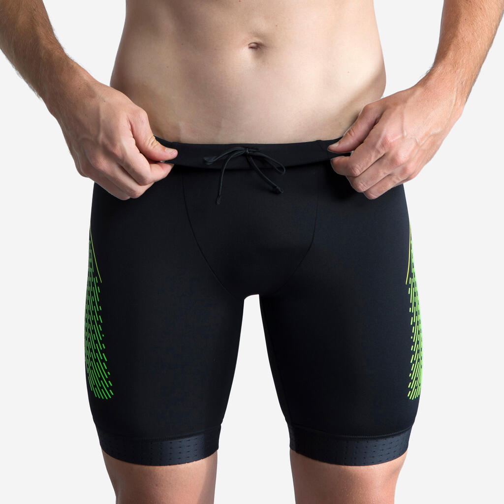 Men’s swimming jammer - 500 Fiti black yellow