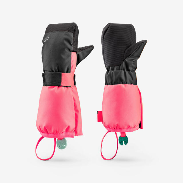 Luvas sem Dedos de Ski Quentes Criança 3-6 anos 500 Rosa