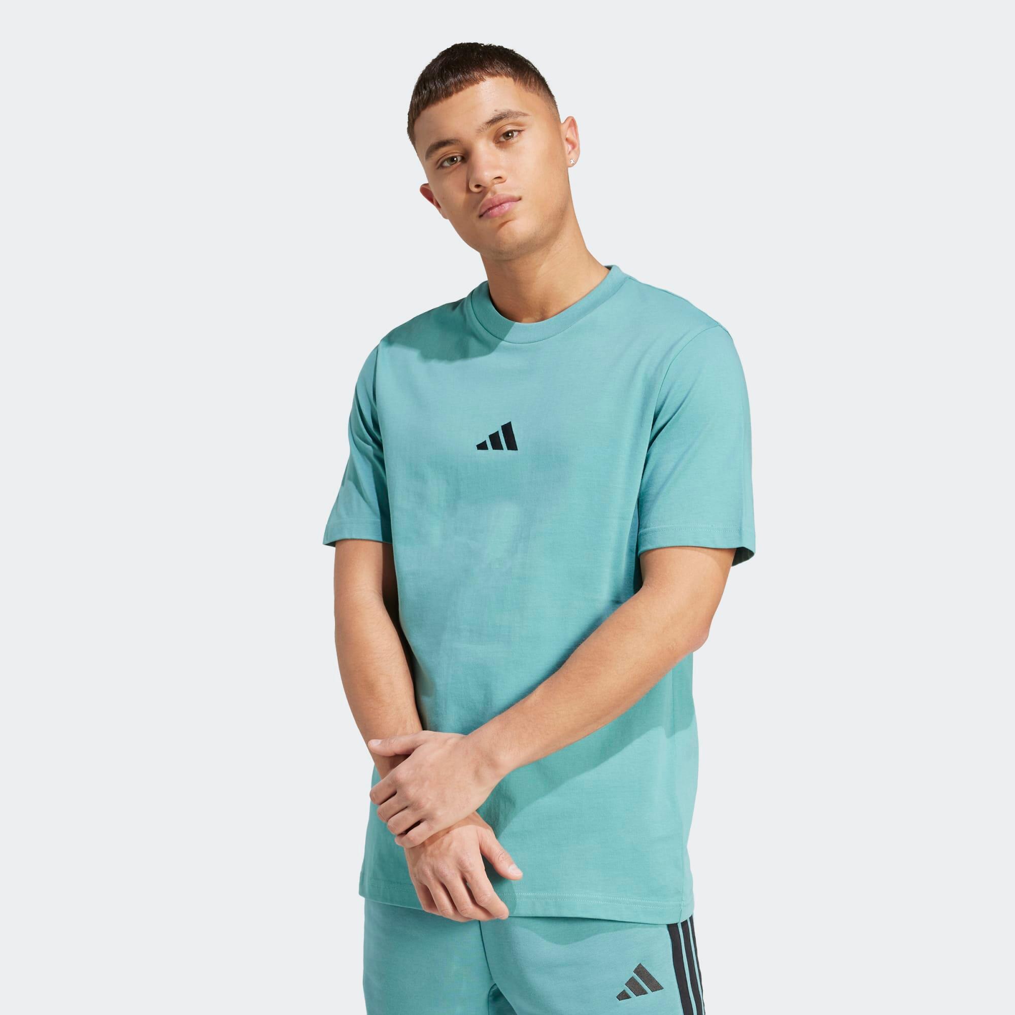 ADIDAS pánske bavlnené fitness tričko tyrkysové S