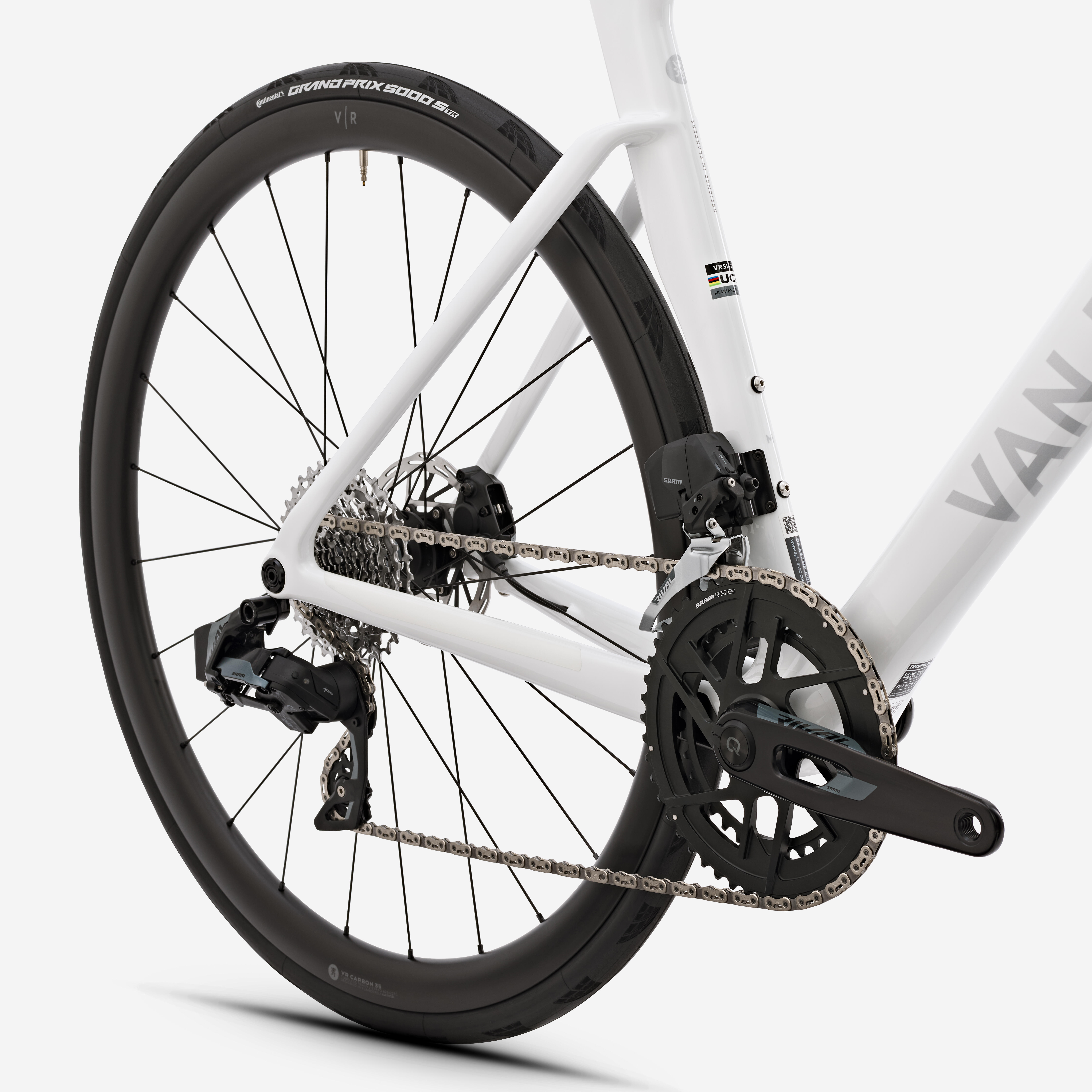 VAN RYSEL Cestný bicykel RCR Rival AXS E1 2x12 PWM biely XL · záber 6