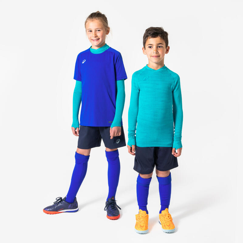 Bluză de fotbal termică, fără cusături, cu mânecă lungă, Keepdry Albastru Copii
