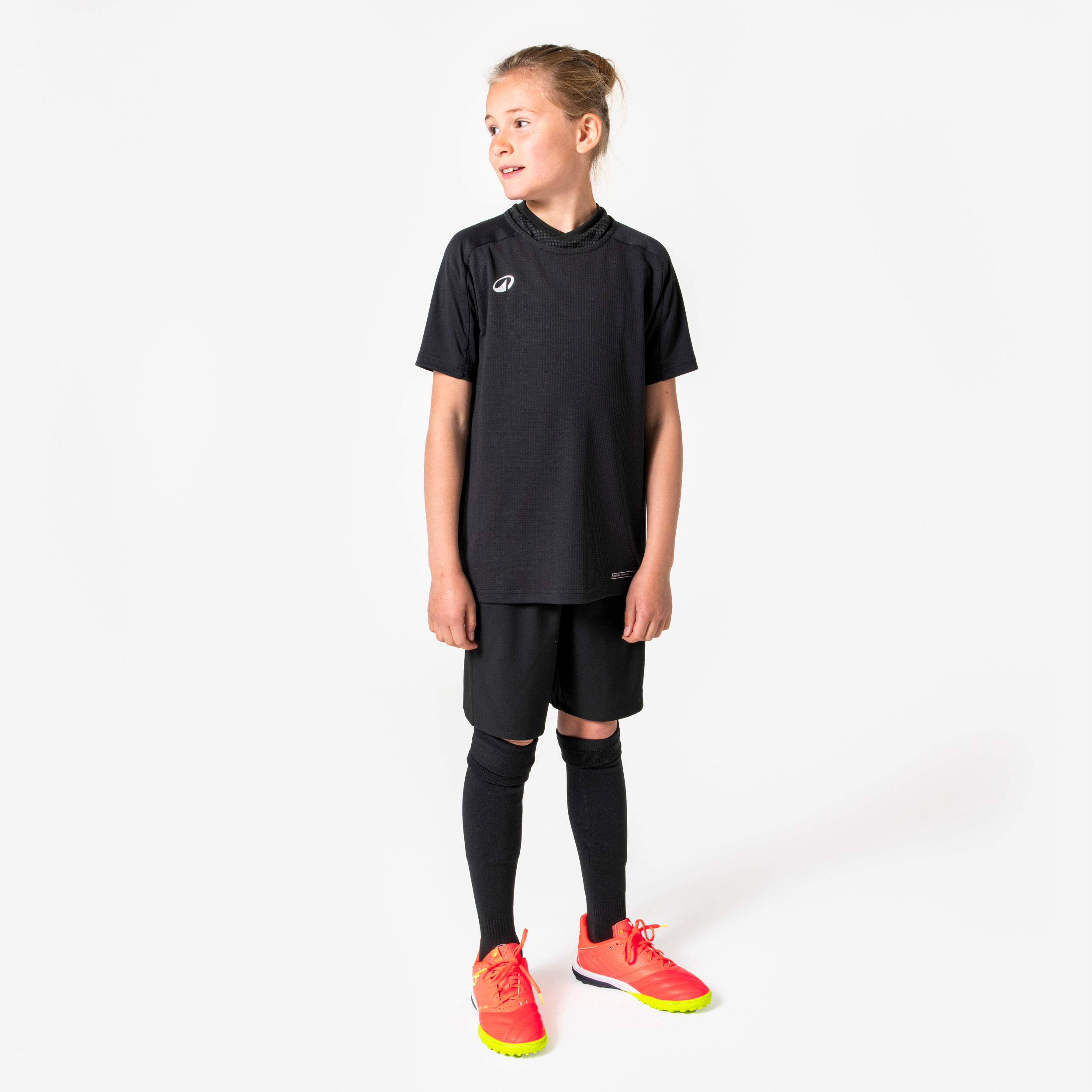 Thermo-Fussballunterhemd, Unisex, Kurzarm, Kinder, Keepdry 500 schwarz 7/7