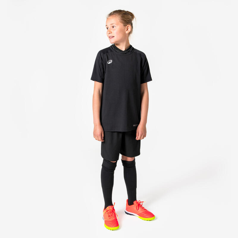 KINDERTHERMOSHIRT MET KORTE MOUWEN KEEPDRY 500 ZWART