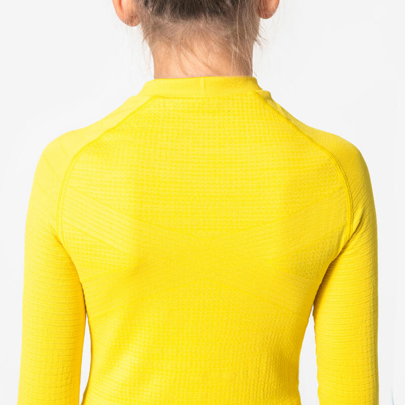 Sous-vetement thermique haut manches longues  enfant jaune keepdry 500