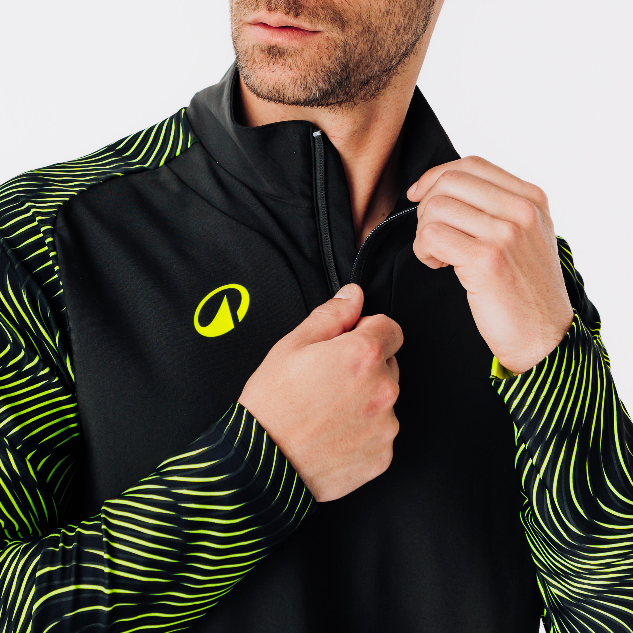 Camisola de Futebol com 1/2 Fecho VIRALTO WAVY CLUB Preto/Amarelo 3/8