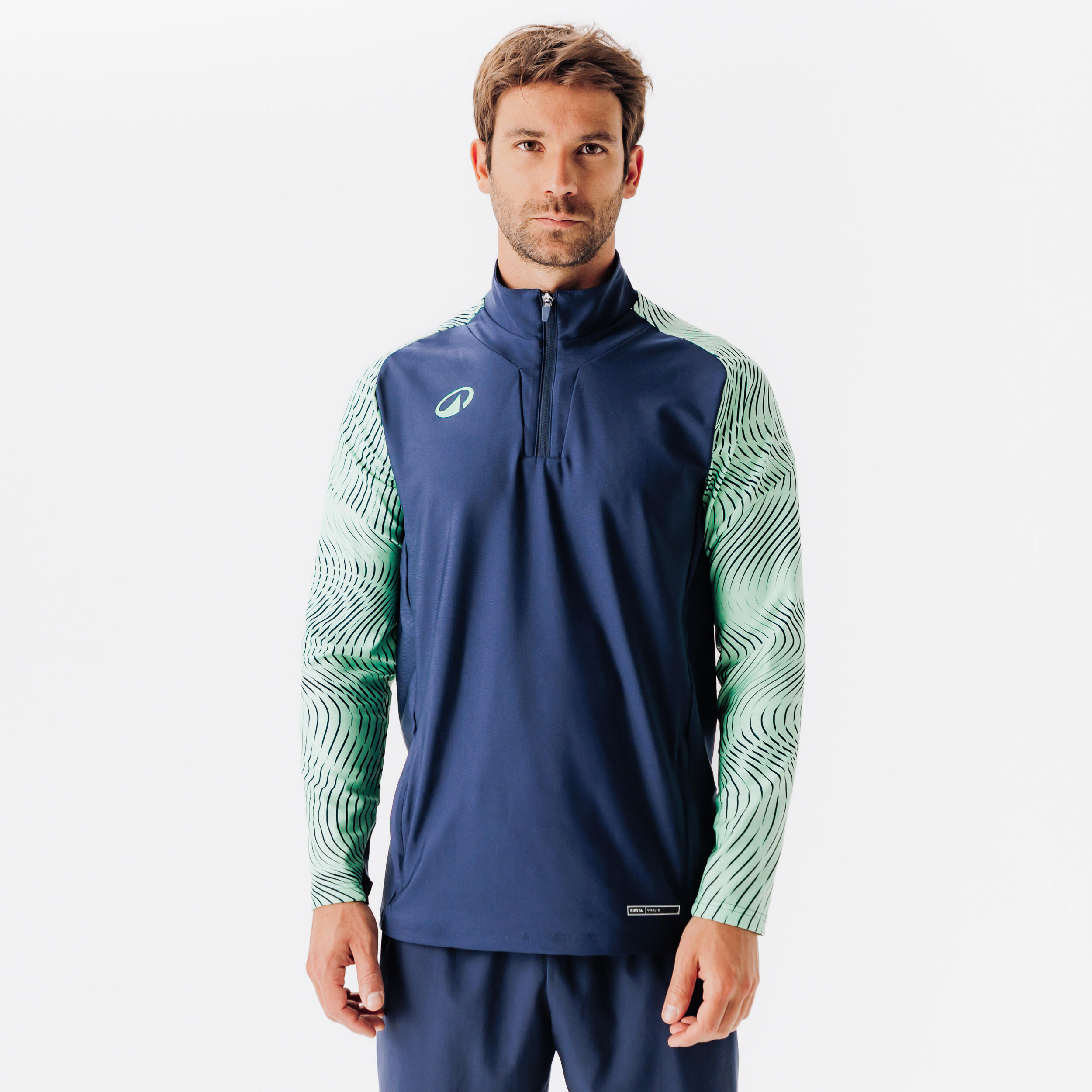 KIPSTA Mikina Viralto Wavy Club s 1/2 zipsom modro-zelená S
