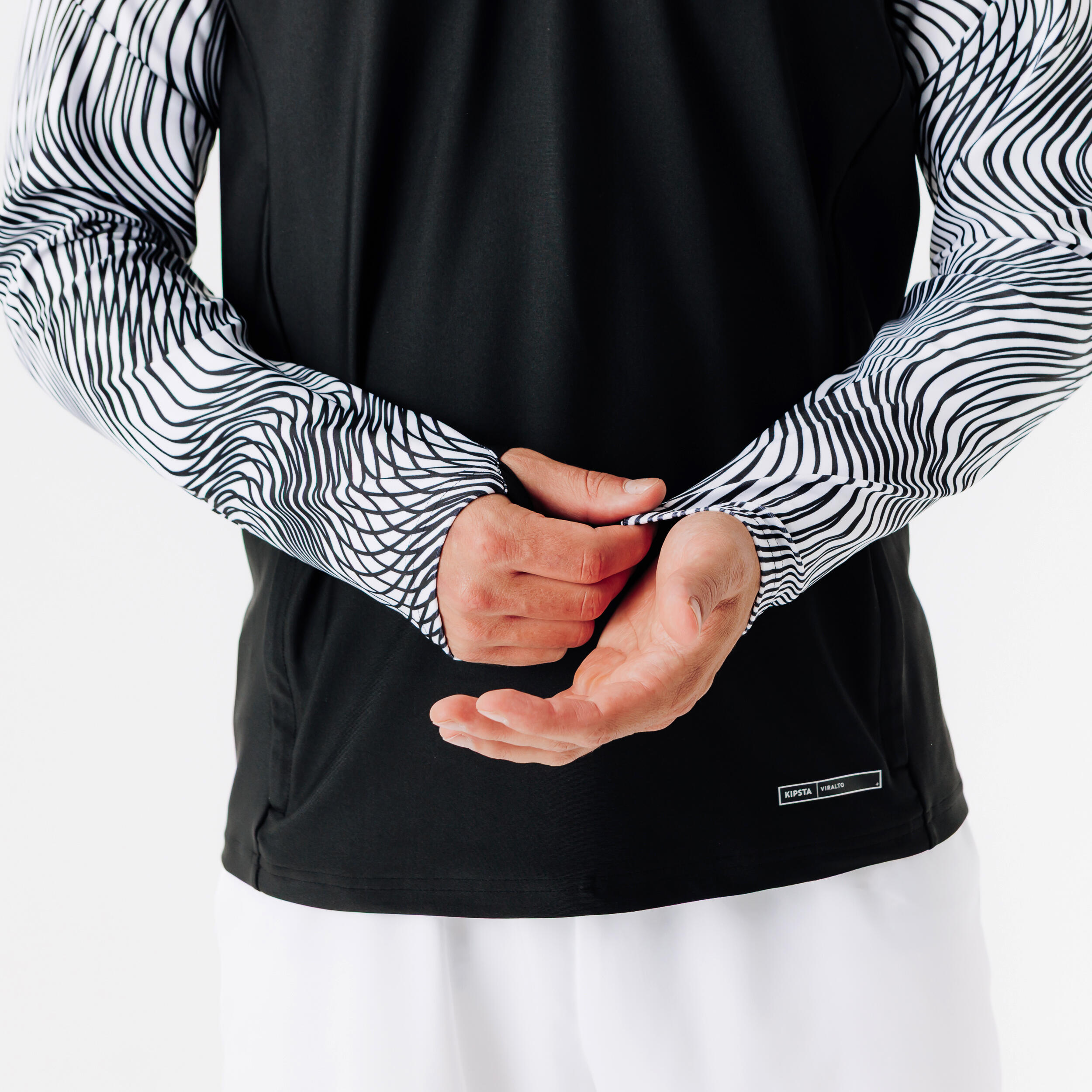 Felpa 1/2 zip calcio bambini VIRALTO WAVY CLUB nero-bianco 5/8