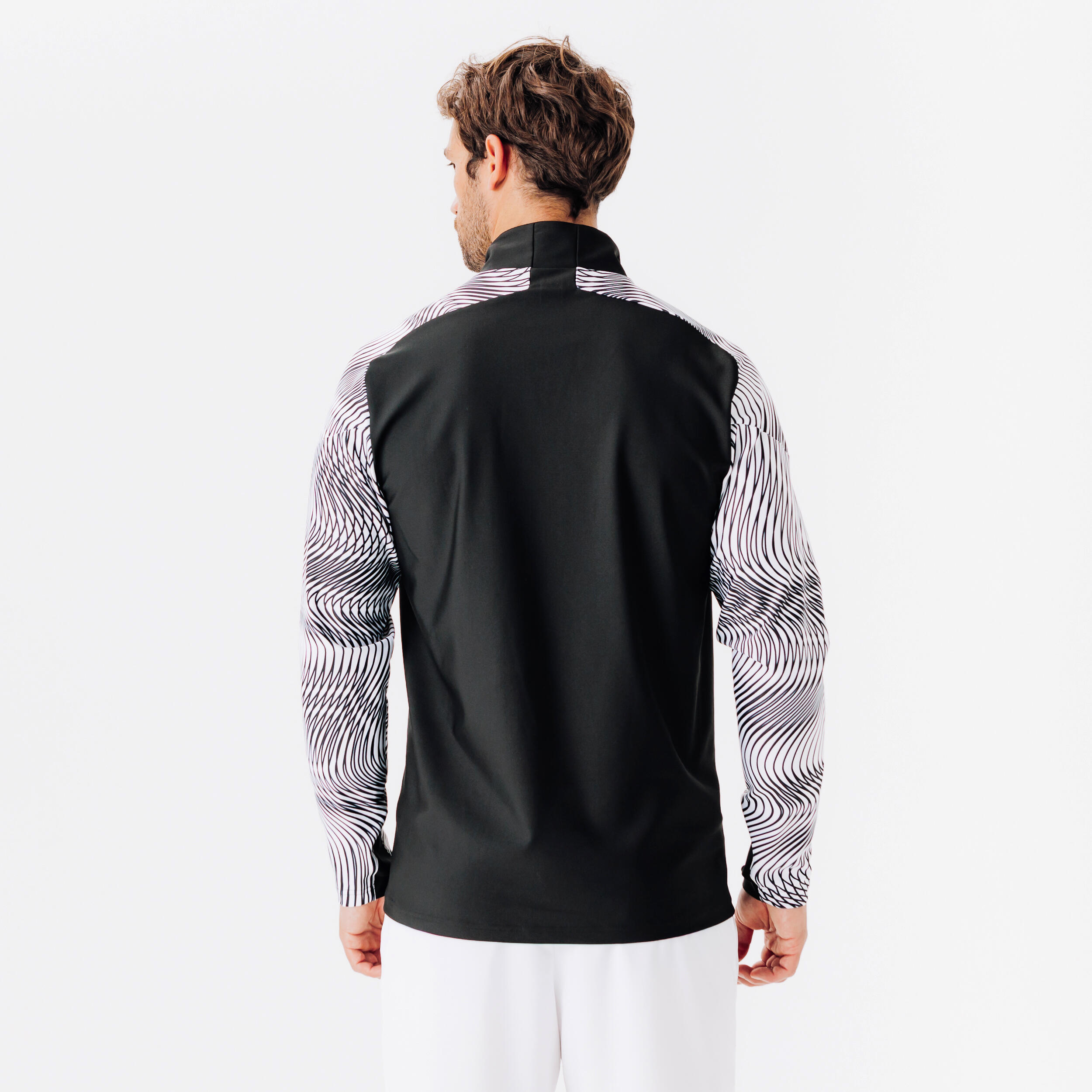 Felpa 1/2 zip calcio bambini VIRALTO WAVY CLUB nero-bianco 4/8