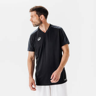 Adult Short-Sleeved Football Shirt Essential - Black