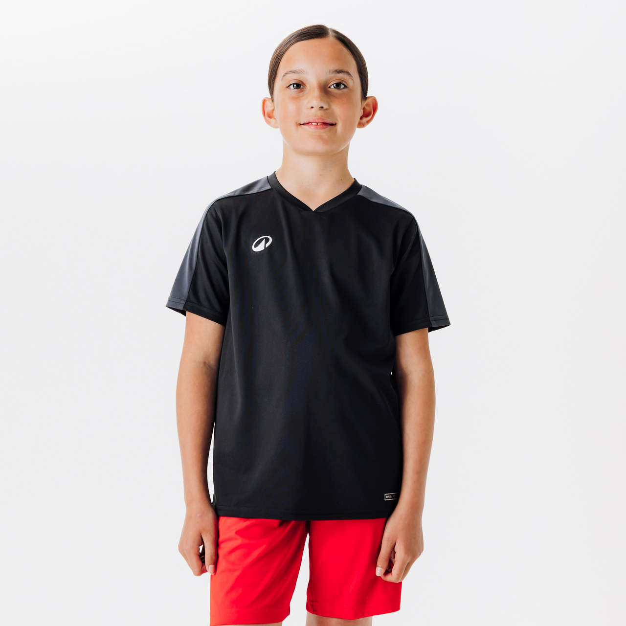 Uşaq futbol futbolkası ESSENTIEL, qara