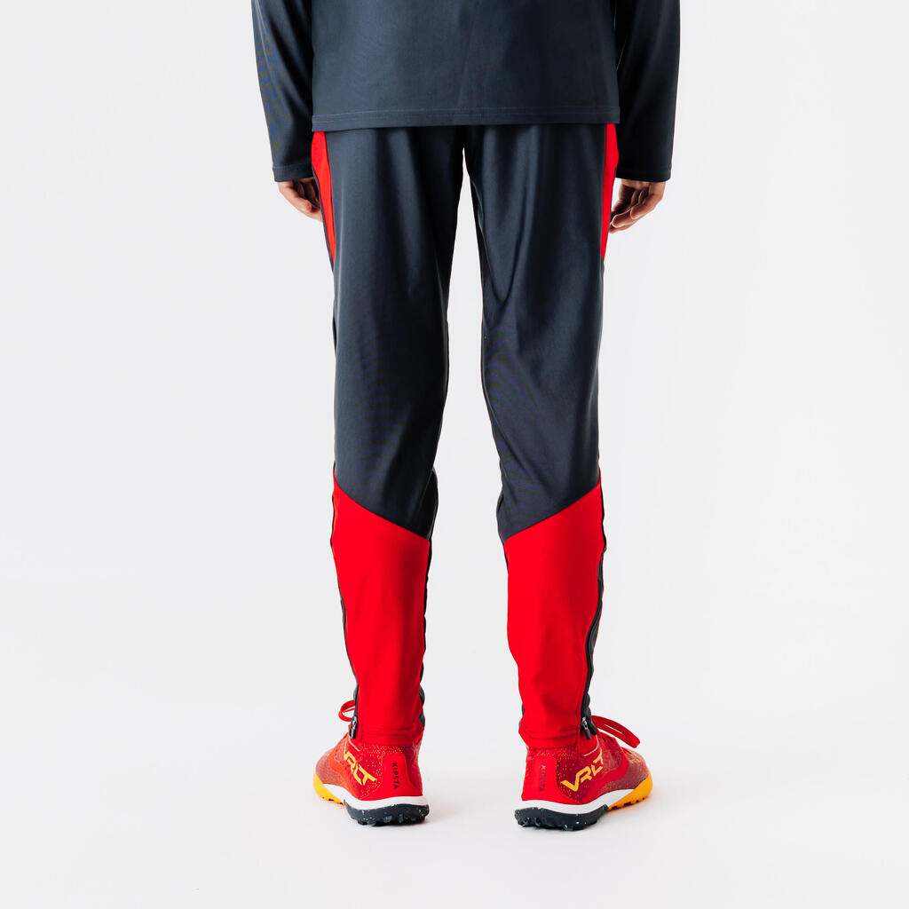 Kids' Football Tracksuit Bottoms - Carbon Grey/Green