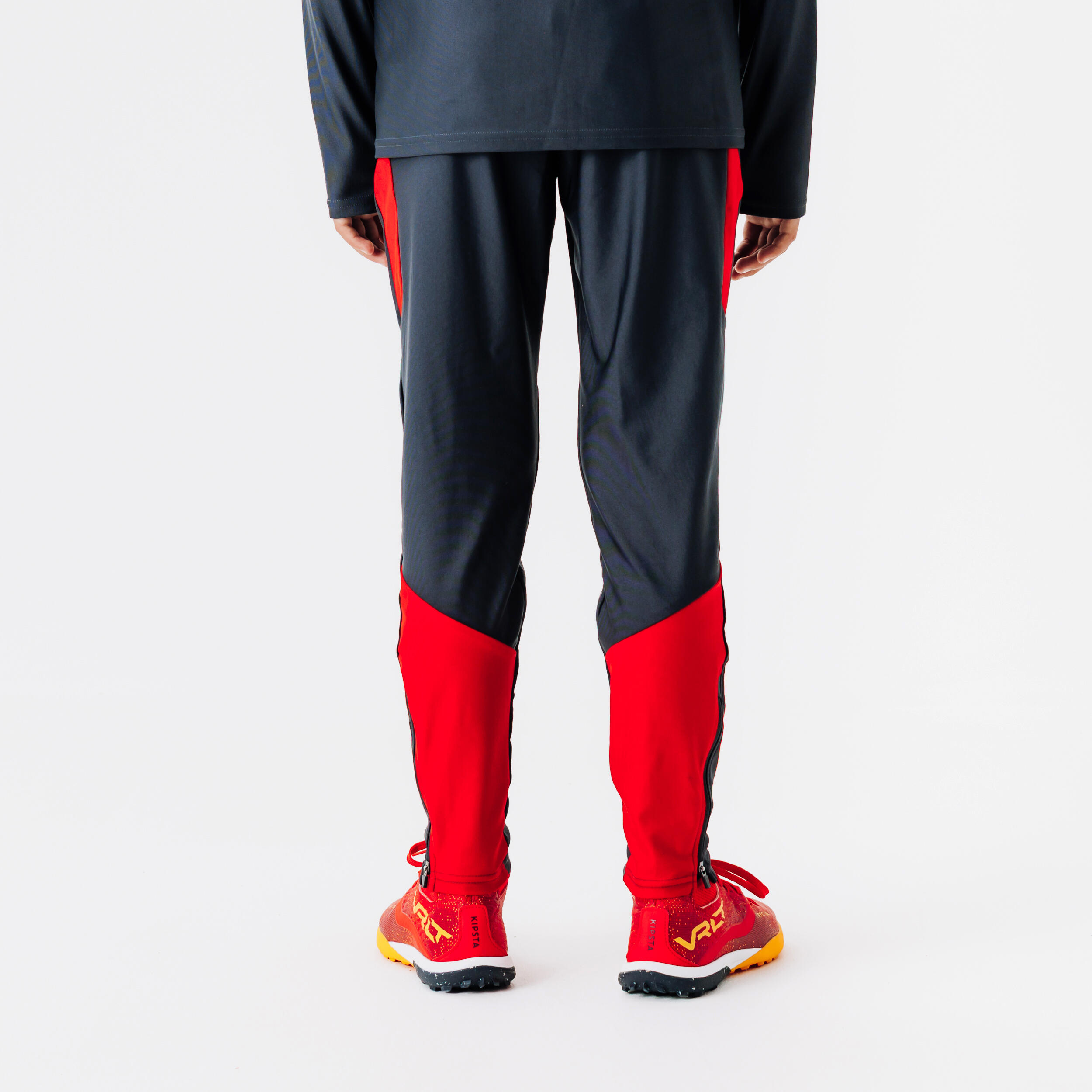 Voetbal trainingsbroek kind Viralto Club antracietgrijs/rood 4/8