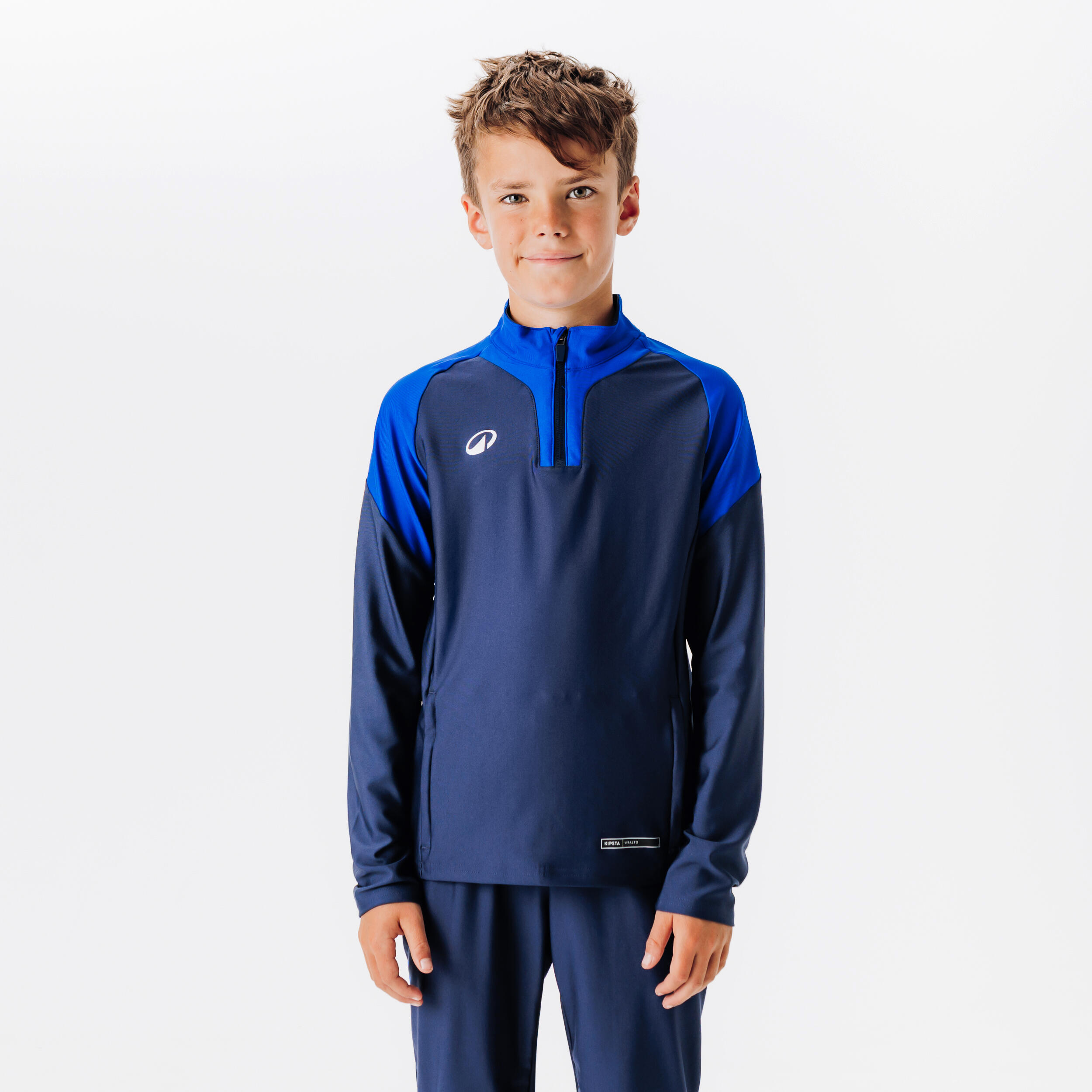 KIPSTA Kinder Fußball Sweatshirt mit Reißverschluss - VIRALTO Club marineblau/blau
