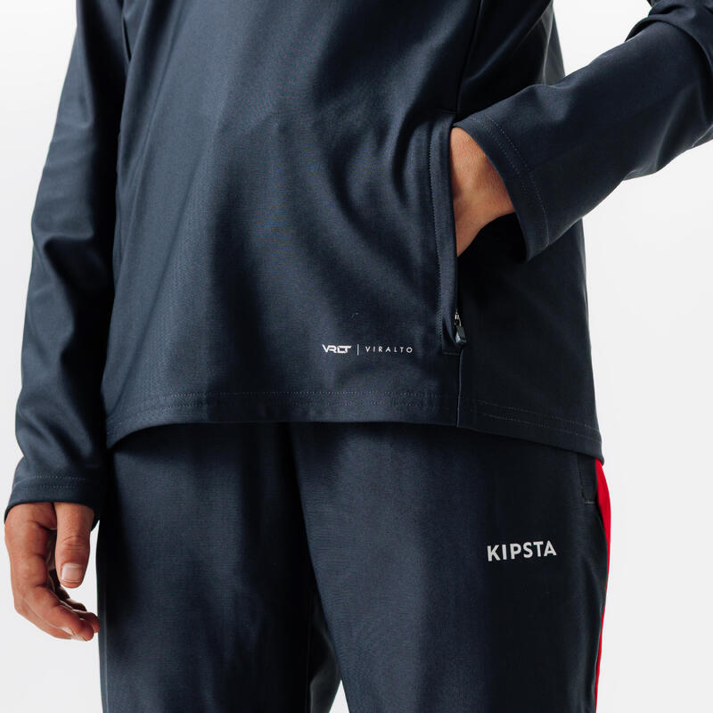 Sweat de football 1/2 zip viralto club jr rouge et gris carbone