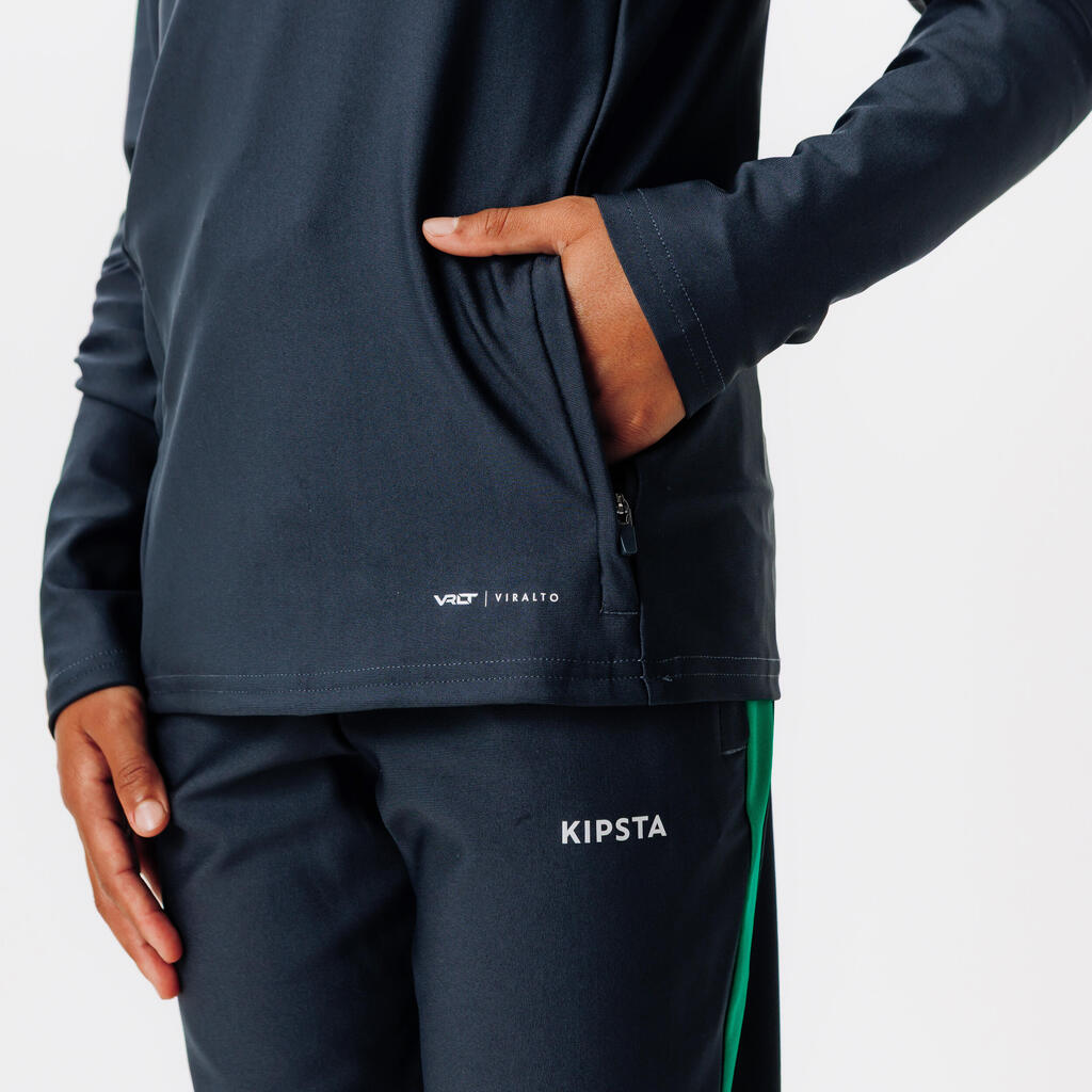 Kinder Fußball Sweatshirt mit Reißverschluss - VIRALTO Kids blau/marineblau