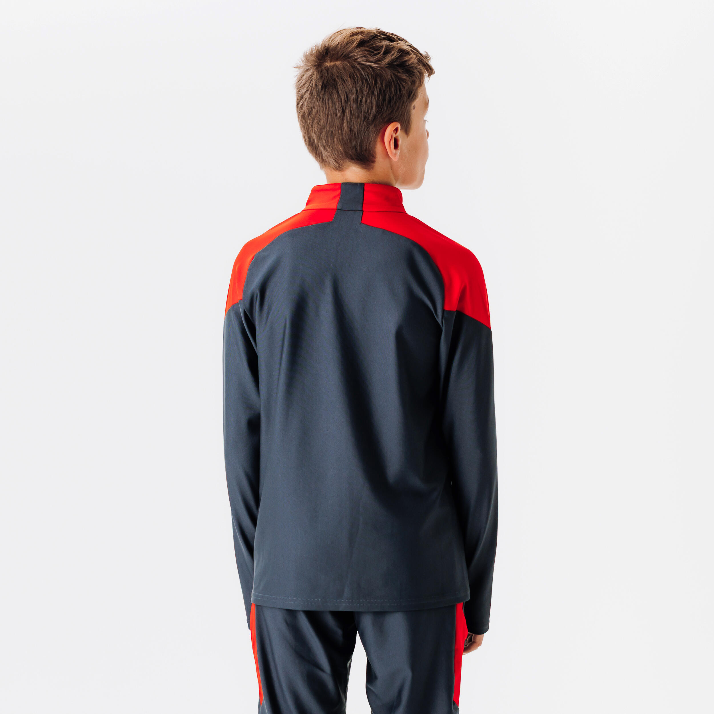 Sweatshirt de Futebol 1/2 Fecho Criança VIRALTO CLUB Vermelho/Cinzento Carbono 4/7