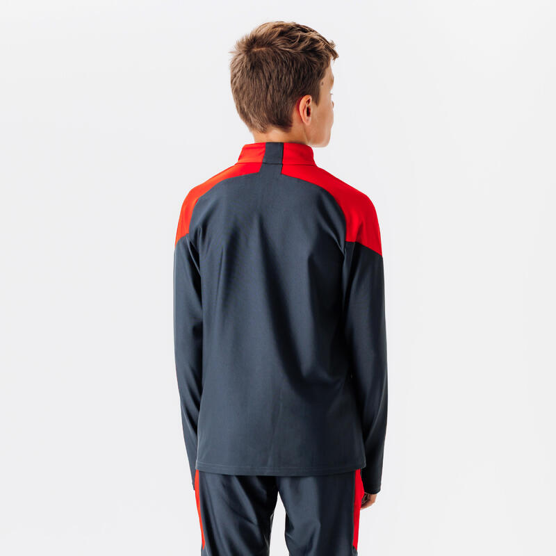 Sweat de football 1/2 zip viralto club jr rouge et gris carbone