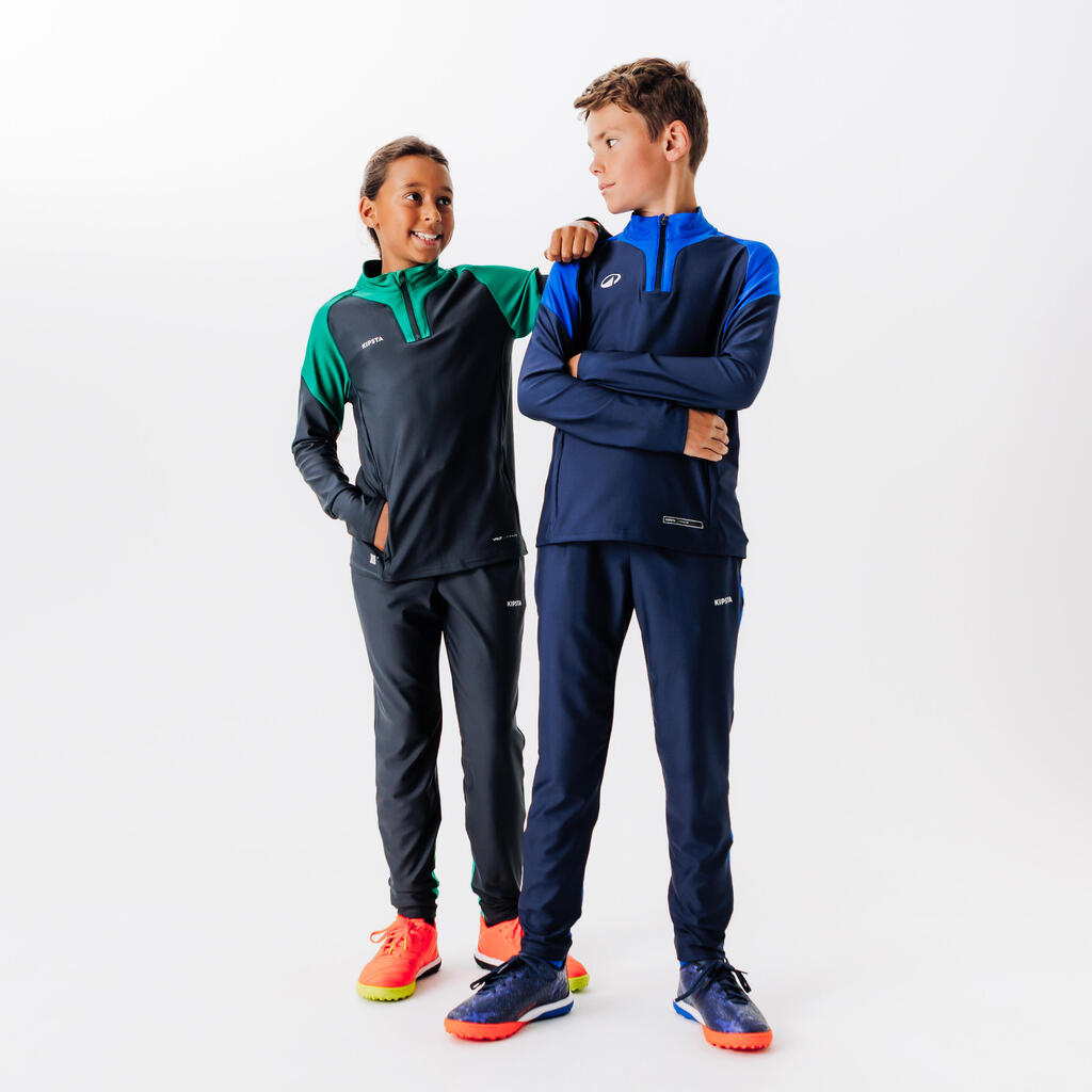 Kinder Fußball Sweatshirt mit Reißverschluss - VIRALTO Kids blau/marineblau