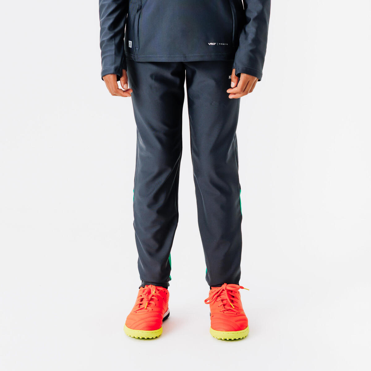 Pantalon de football  VIRALTO CLUB JR gris carbone et vert