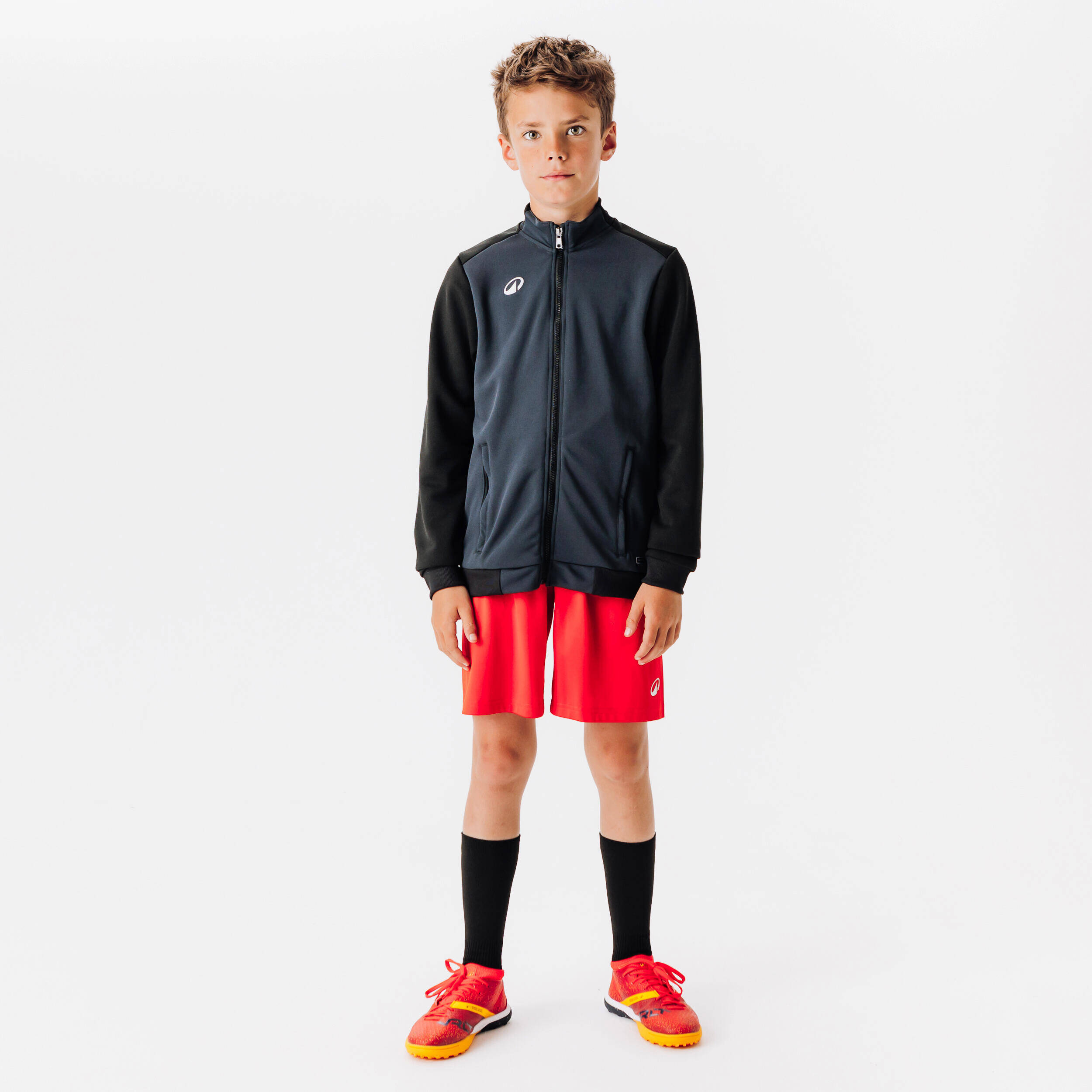 Kids Football Jacket - Black & Grey -  2