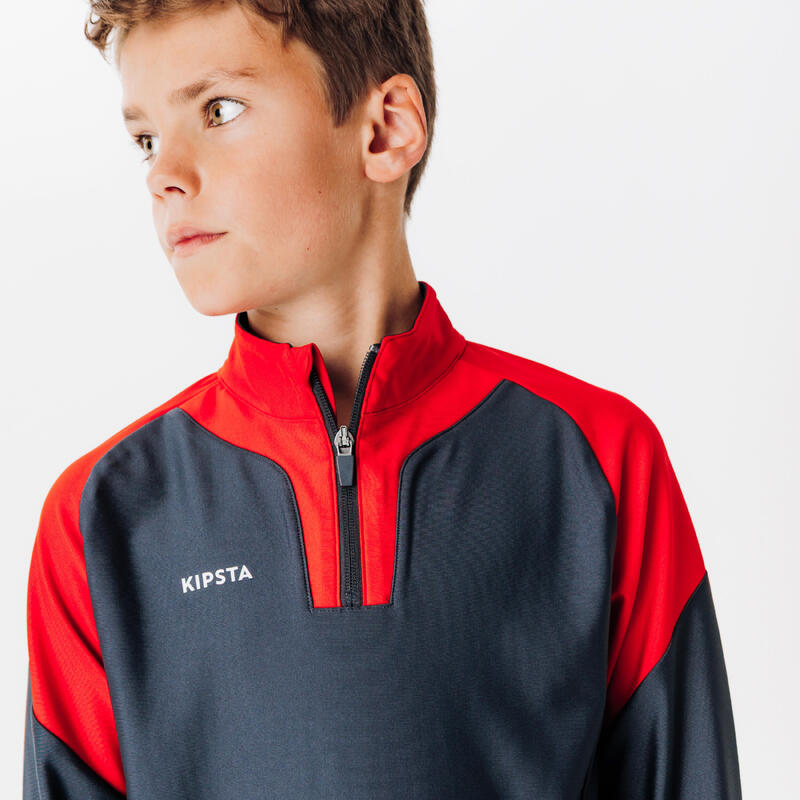 Sweat de football 1/2 zip viralto club jr rouge et gris carbone