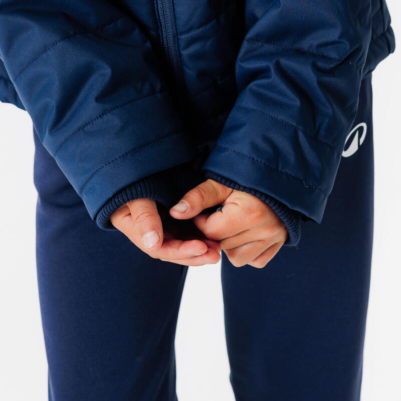 VESTE CHAUDE DE FOOTBALL COURTE ENFANT BLEUE MARINE