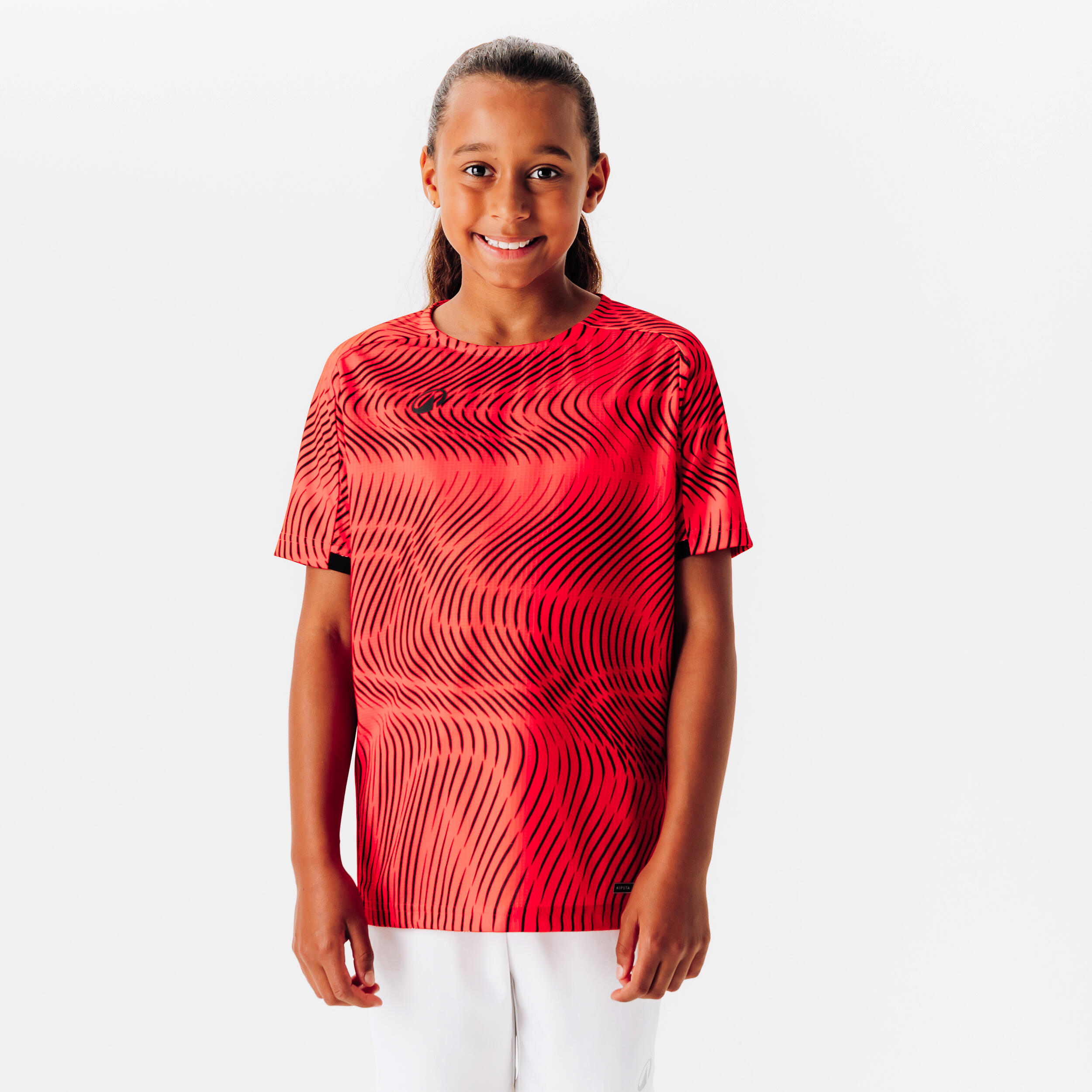 KIPSTA Detský futbalový dres Wavy Club červeno-čierny 161-172 cm