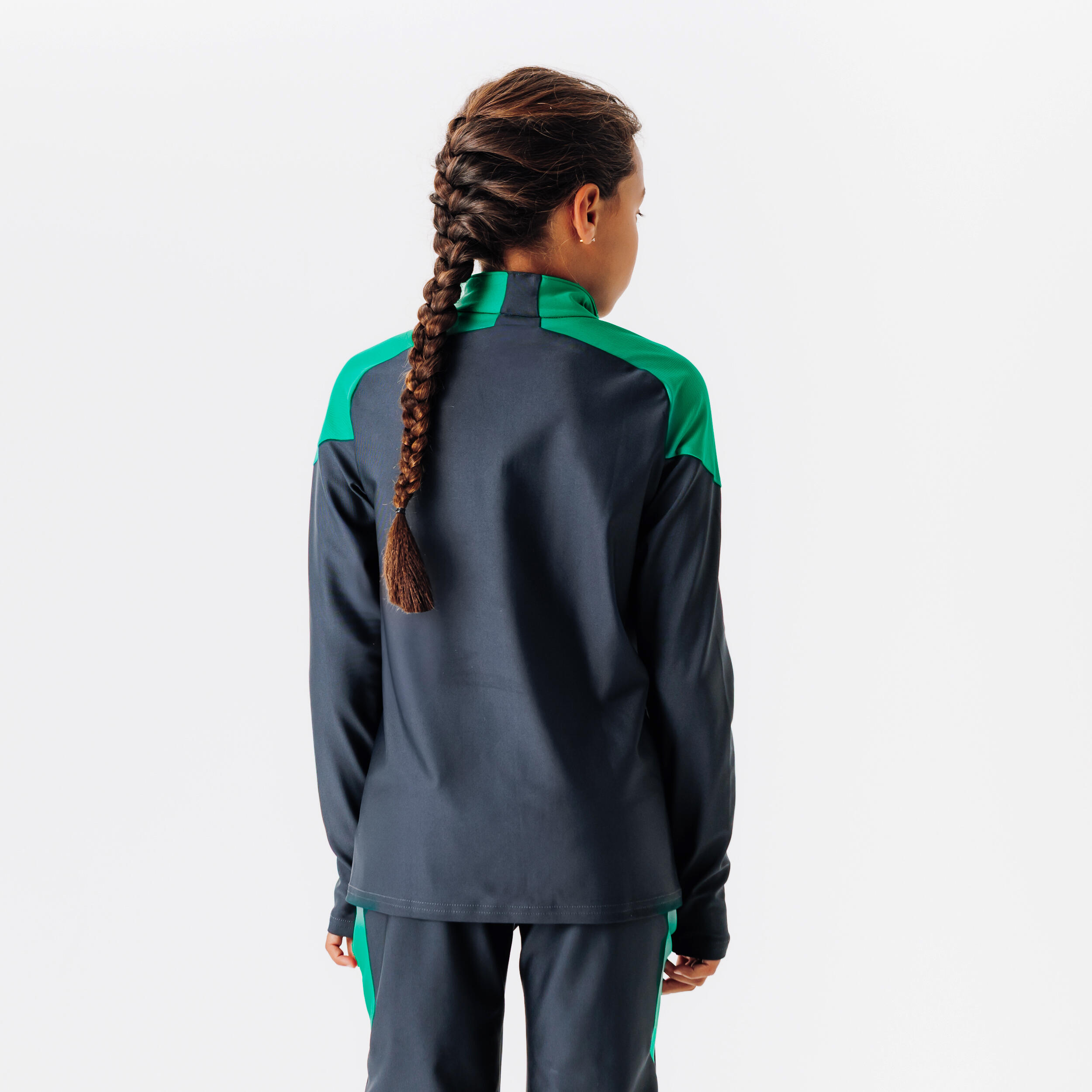 Sweatshirt de Futebol com 1/2 Fecho Criança VIRALTO CLUB Verde/Cinzento 4/13
