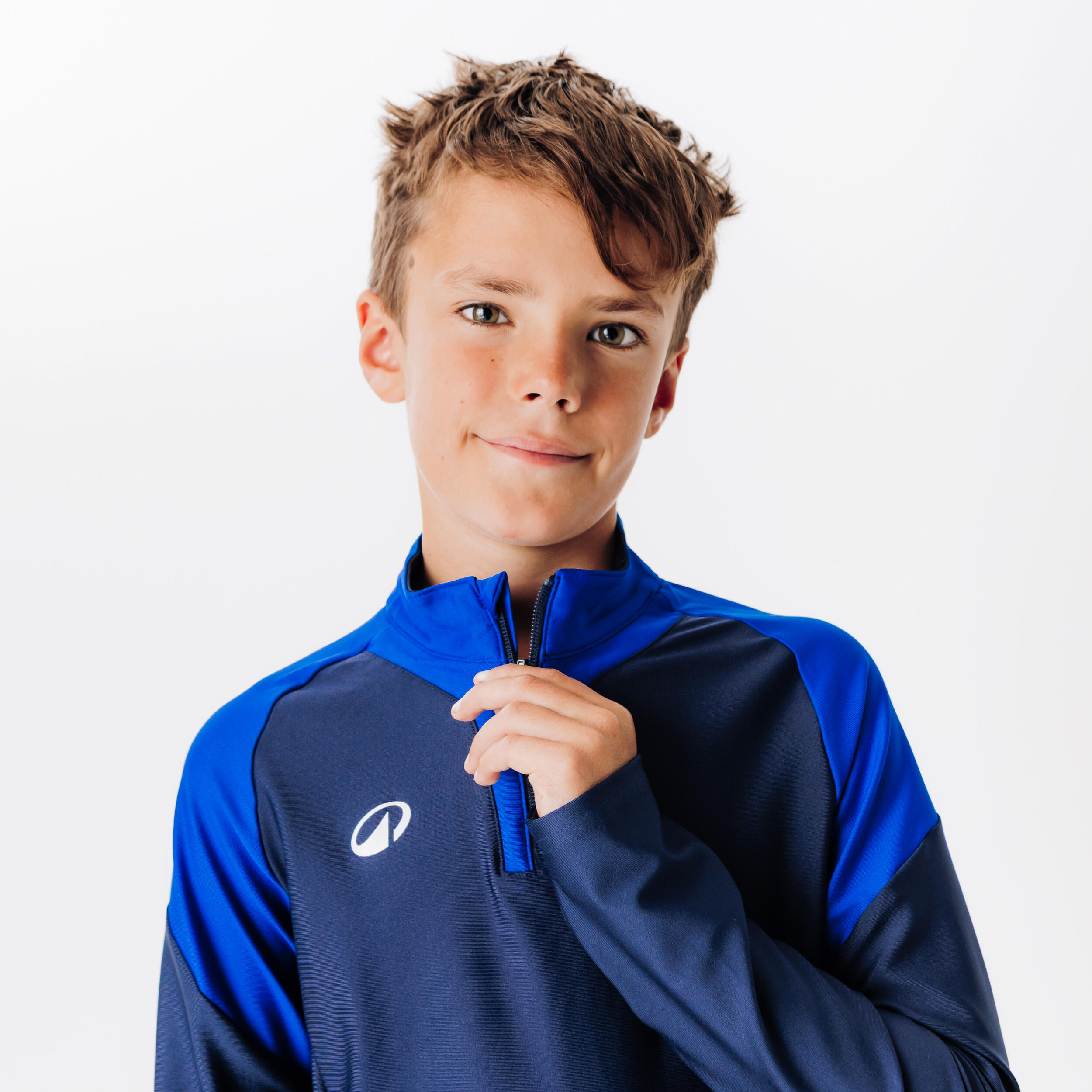 Sweatshirt de Futebol com 1/2 Fecho Criança VIRALTO CLUB Azul/Azul-marinho 3/7