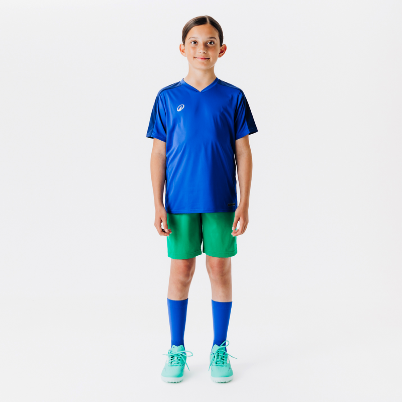 Maillot de Football enfant manches courtes ESSENTIEL Bleu pour les