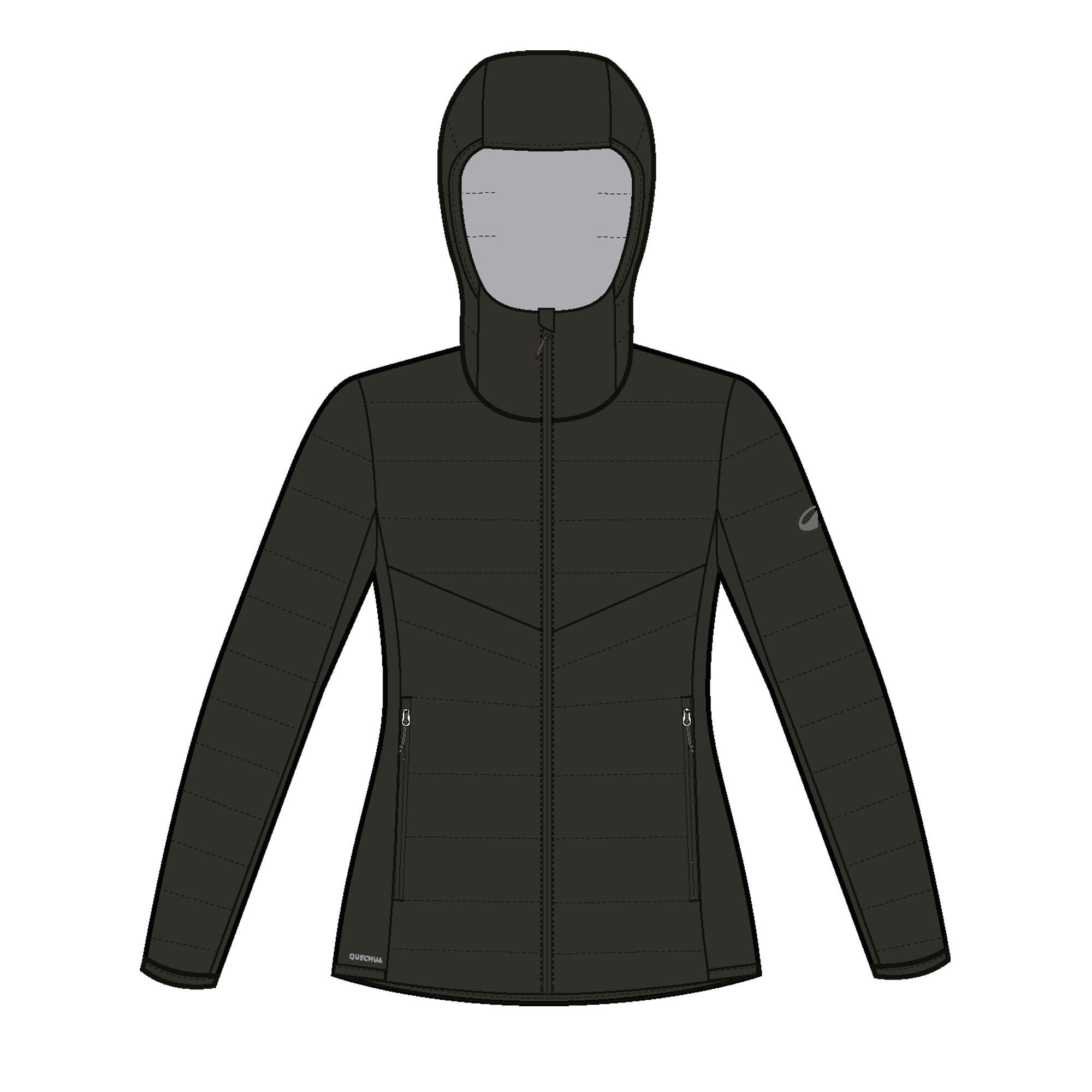 QUECHUA Dámska prešívaná turistická bunda MH 500 čierna M