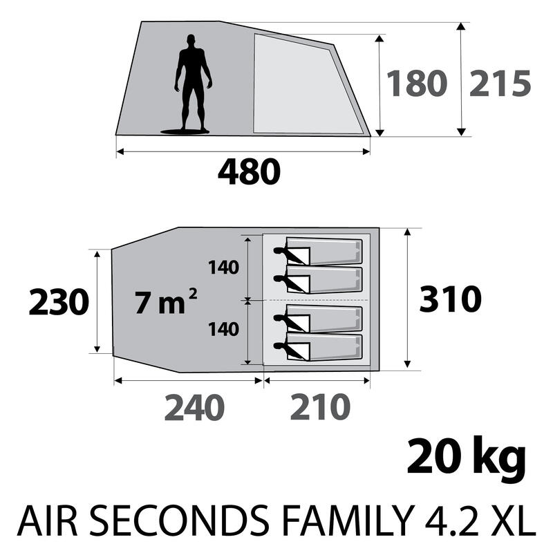Tente Gonflable AIR SECONDS FAMILY 4.2XL - 4 personnes, 2 chambres