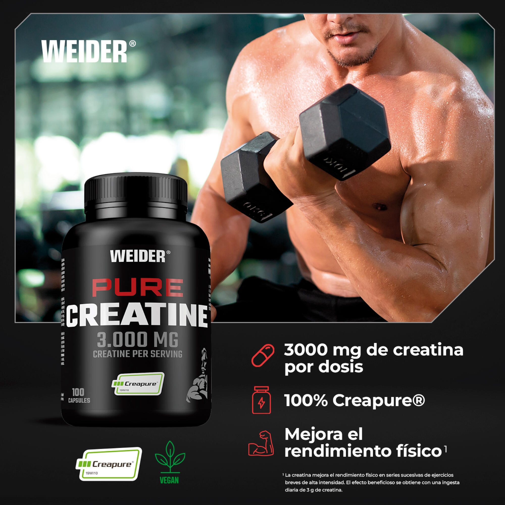 Creatina Càpsules Creapure® Weider Pure 100 Càpsules 4/4