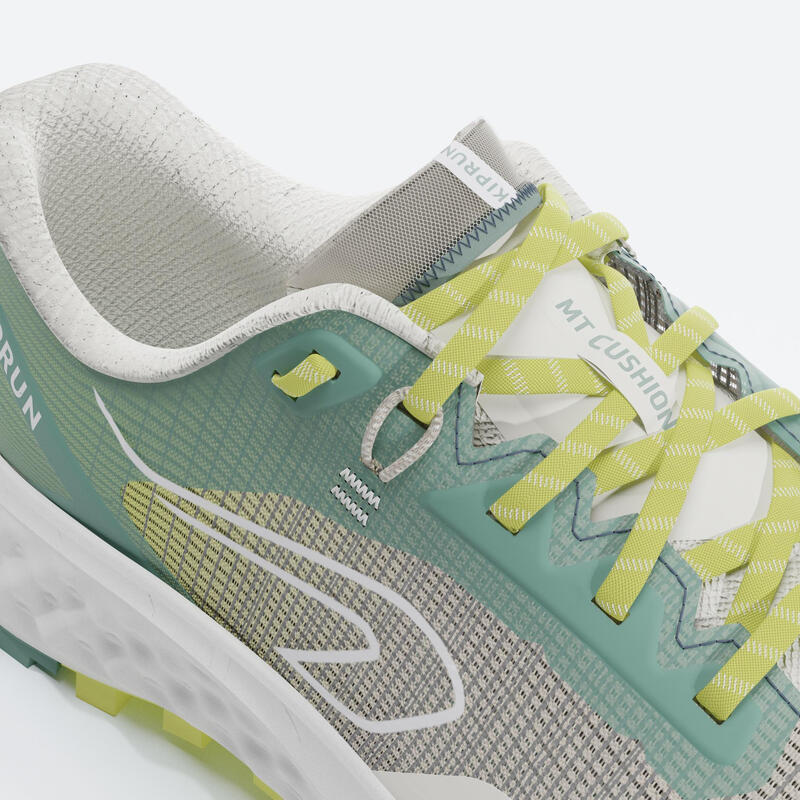 Chaussures de Trail Running pour femme, Kiprun MT Cushion 2 Vert Jaune