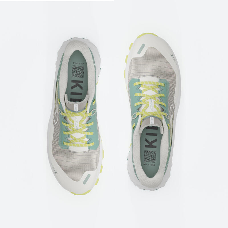 Chaussures de Trail Running pour femme, Kiprun MT Cushion 2 Vert Jaune