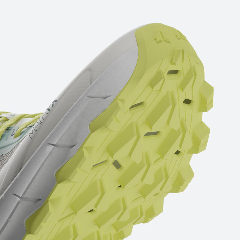 Chaussures de Trail Running pour femme, Kiprun MT Cushion 2 Vert Jaune