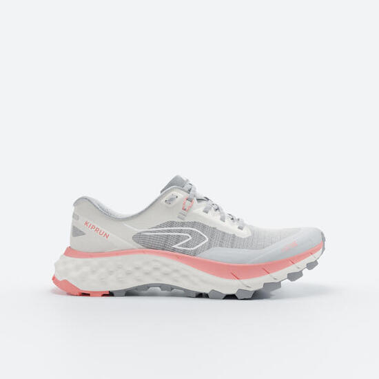 Chaussures de Trail Running Femme, Kiprun MT Cushion 2 Gris Rose