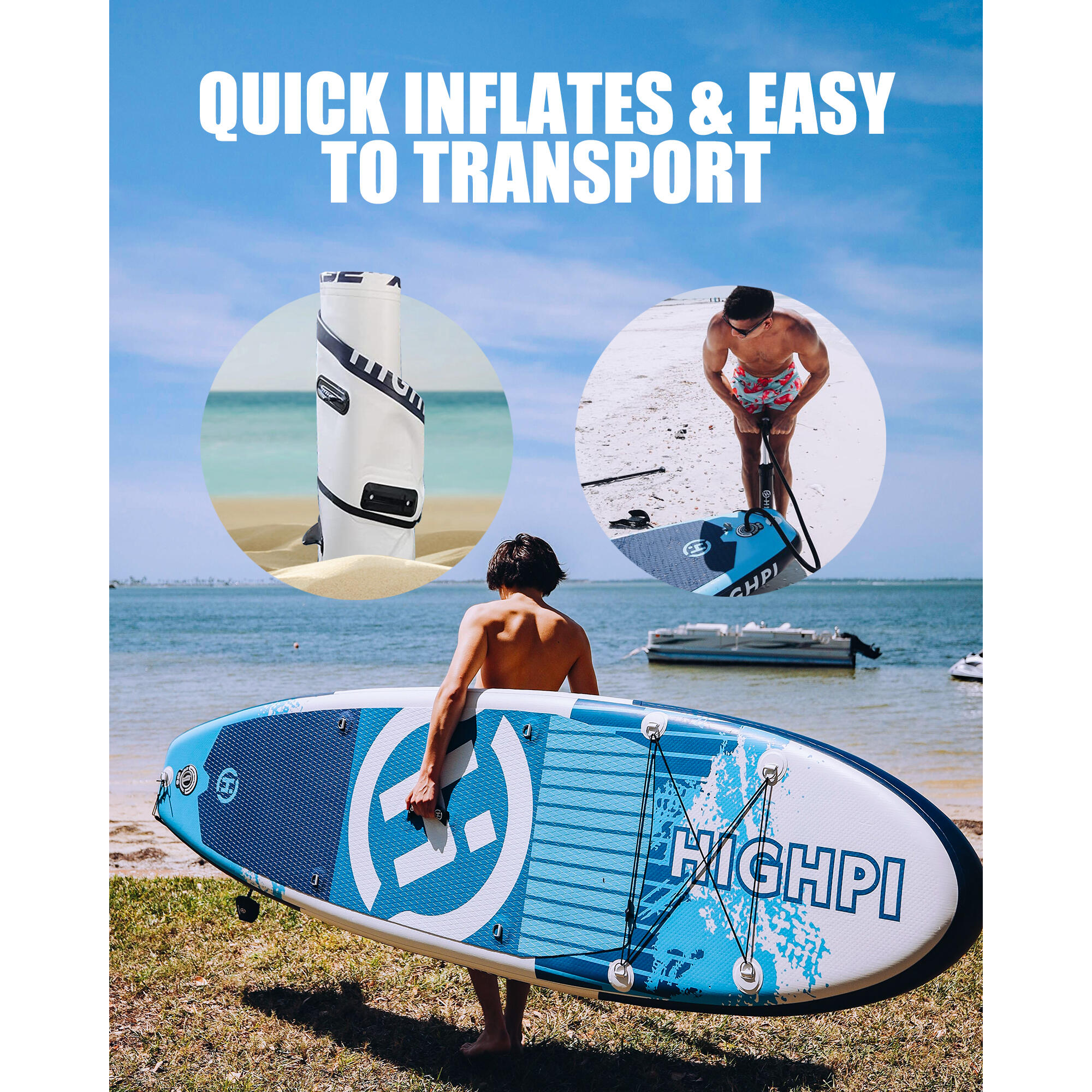 Tabla paddle surf hinchable HIGHPI 10,6. Tabla, hinchador, remo y accesorios 5/6
