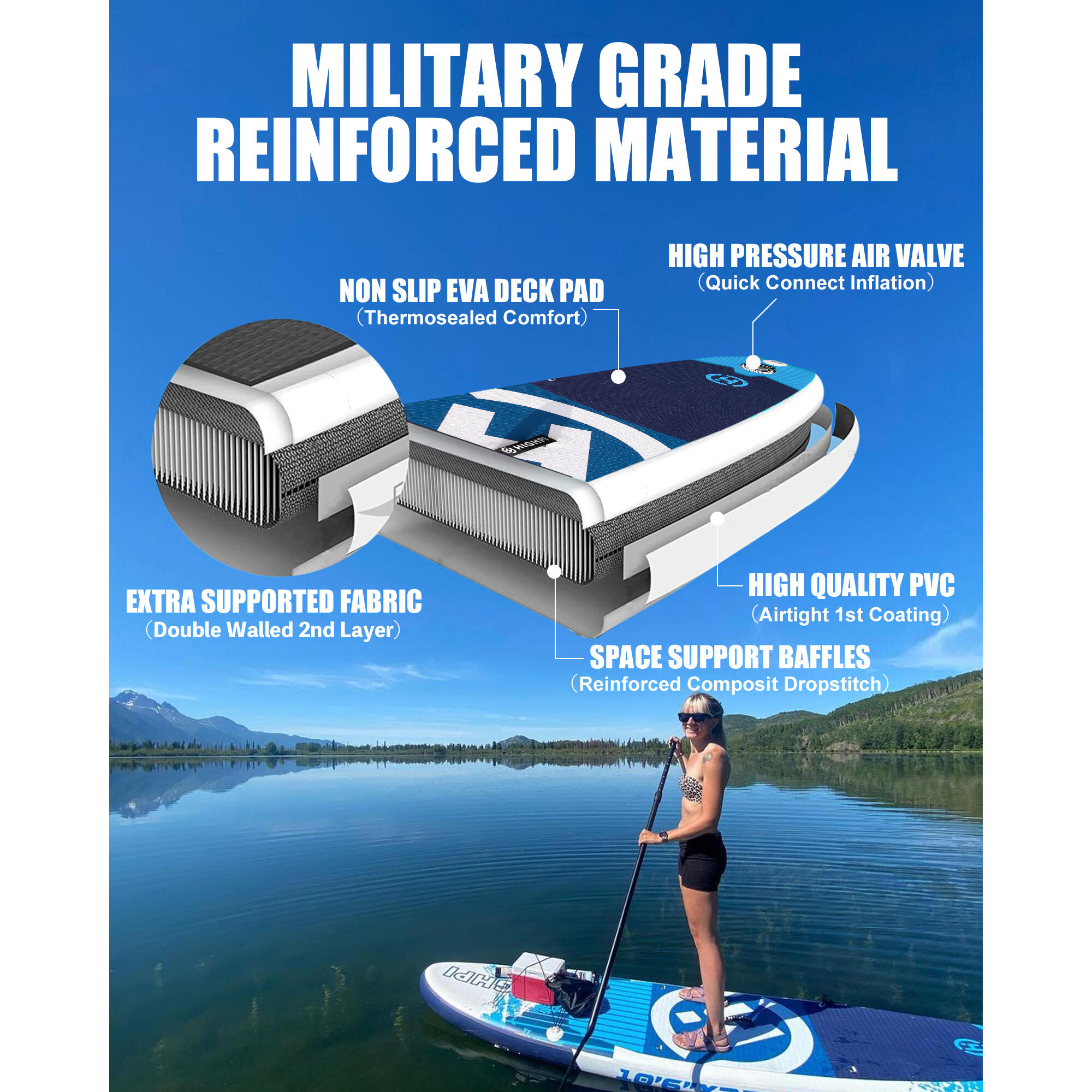 Tabla paddle surf hinchable HIGHPI 10,6. Tabla, hinchador, remo y accesorios 6/6