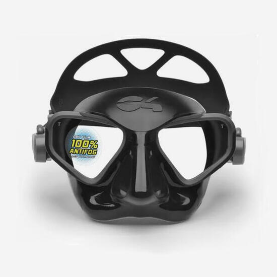 Maschera apnea pesca in apnea FALCON bilente antiappannante nera micro volume