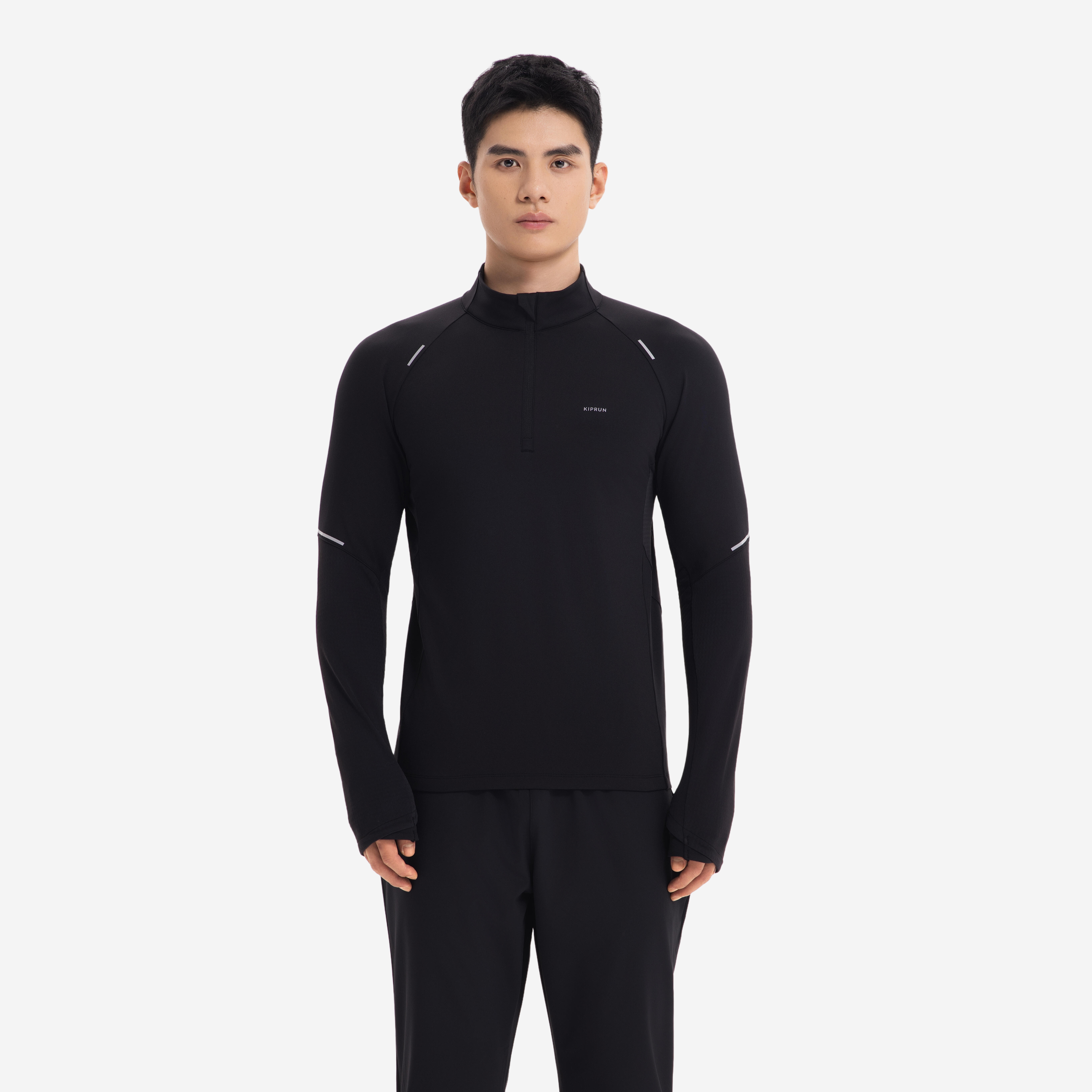 Men's Warm Long-Sleeved Half-Zip Running T-Shirt, Run 500 - KIPRUN